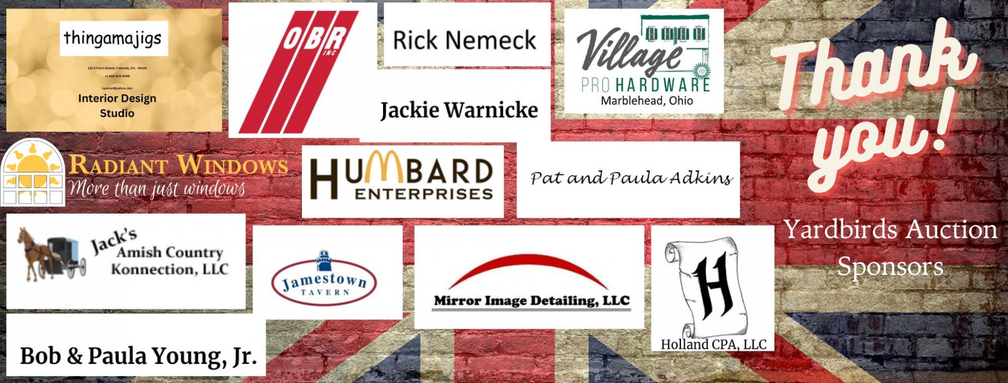 Yardbirds Sponsors
